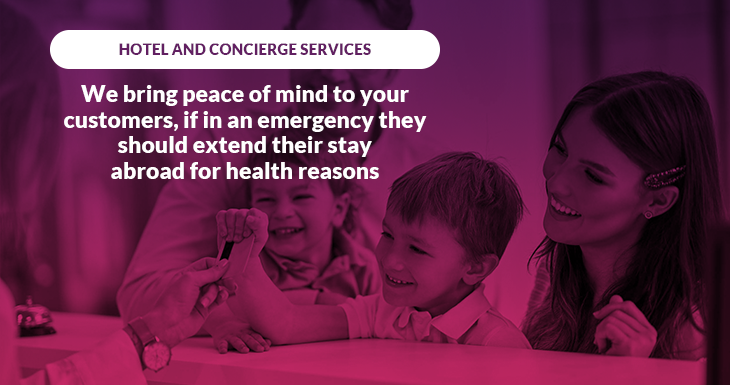 We bring peace of mind to your customers, if in an emergency they should extend their stay abroad, for health reasons Llevamos tranquilidad a sus clientes, si ante una emergencia debieran extender su permanencia en el extranjero, por cuestiones de salud.